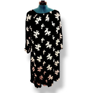 Soft Surroundings  Avignon Black Embroidery Floral Dress Off Shoulder Large